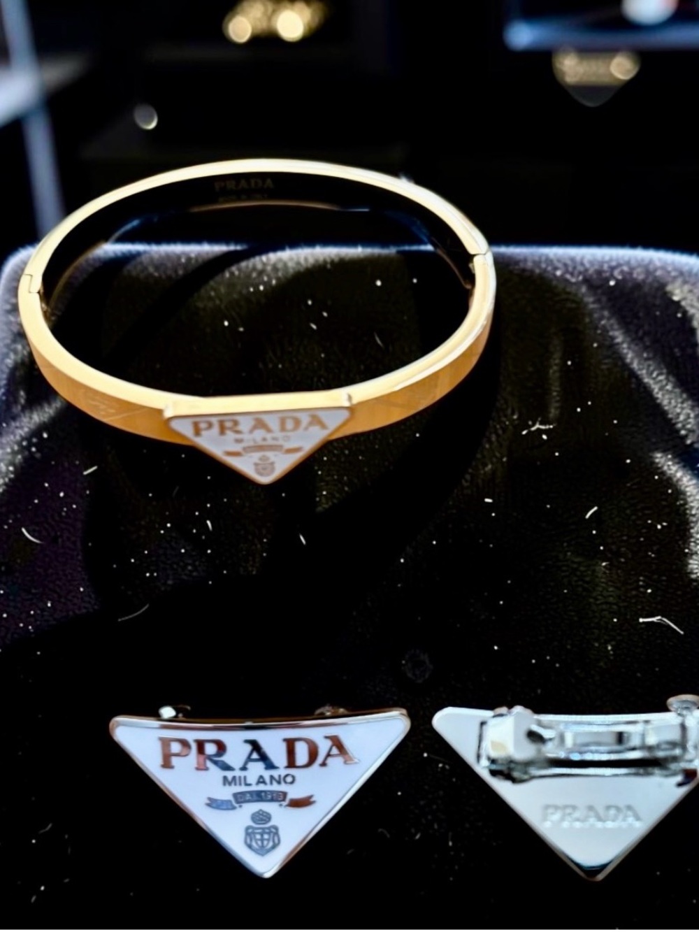 Gold-Tone Logo Bangle Bracelet Bonus One hair Pin.